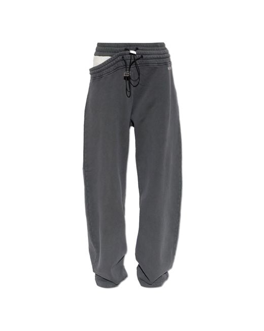 The Attico Gray Sweatpants With A Slit