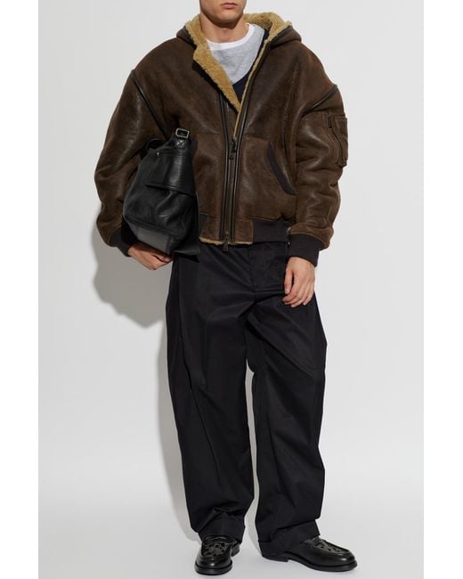 DSquared² Black Suede Jacket With Hood for men