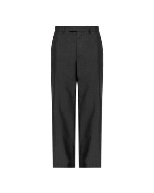 Valentino Garavani Black Wool Pleated Trousers for men