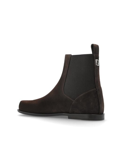 Fendi Black Suede Ankle Boots 'Ff Squared' for men