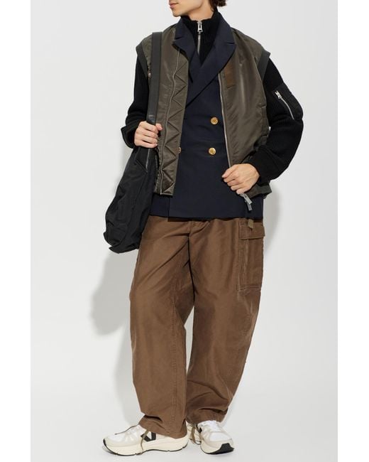 Sacai Black Wool Cardigan With Pockets for men