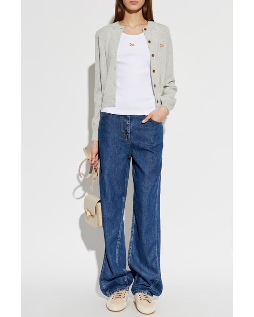 Maison Kitsuné White Ribbed Top