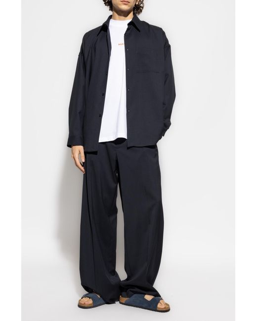 Marni Blue Wool Shirt for men