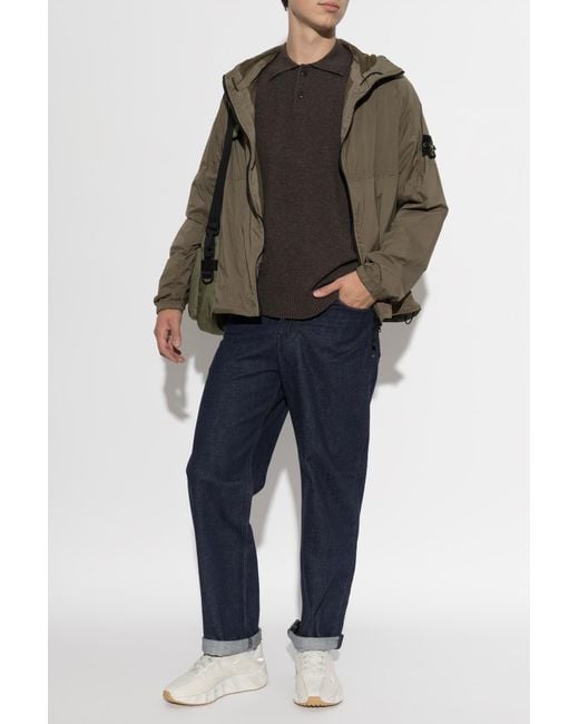 Stone Island Black Jacket With Logo Patch for men