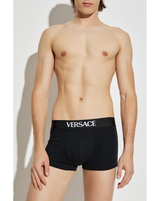 Versace Black Two-Pack Of Cotton Boxers With Logo for men
