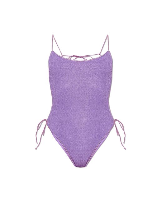 Oseree Purple One-Piece Swimsuit With Lurex Thread