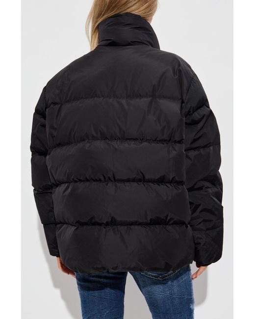 DSquared² Black Down Jacket With Printed Logo
