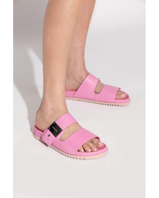 Burberry Leather 'olympia' Slides in Pink | Lyst Canada