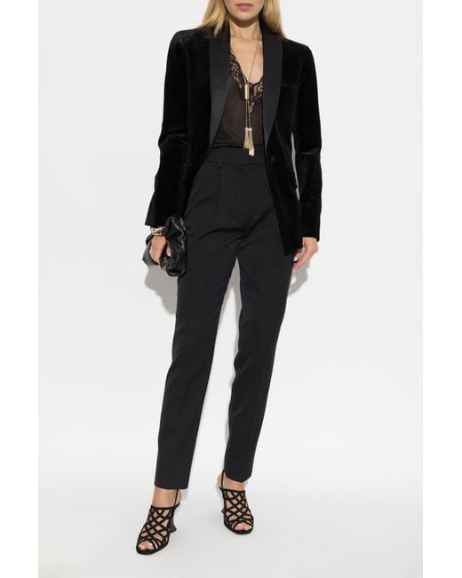 Balmain Black Velvet Blazer With Single Vent