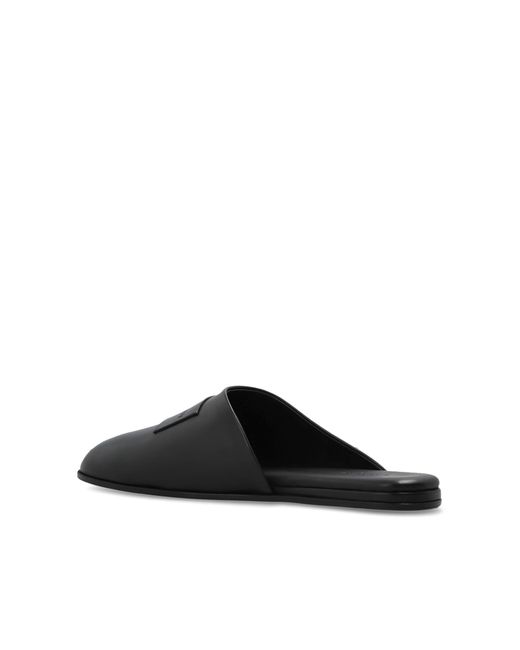 Givenchy Black Leather Slides With Logo