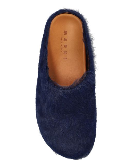 Marni Blue Fur Slides for men