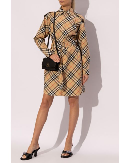 Burberry Natural Checkered Pattern Dress,