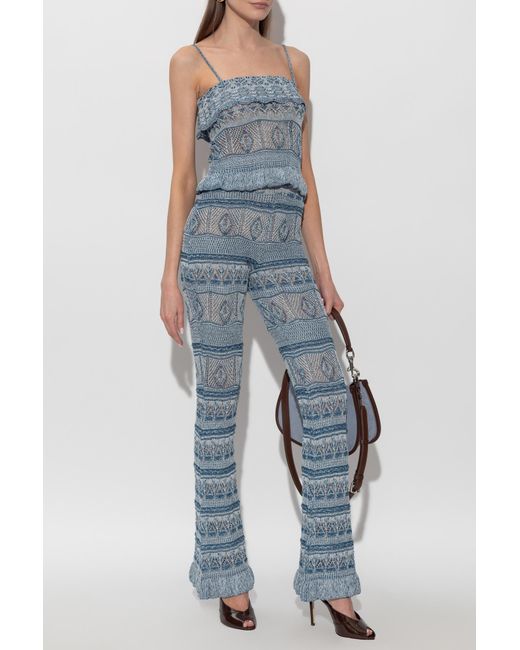 Etro Blue Trousers With Flared Legs