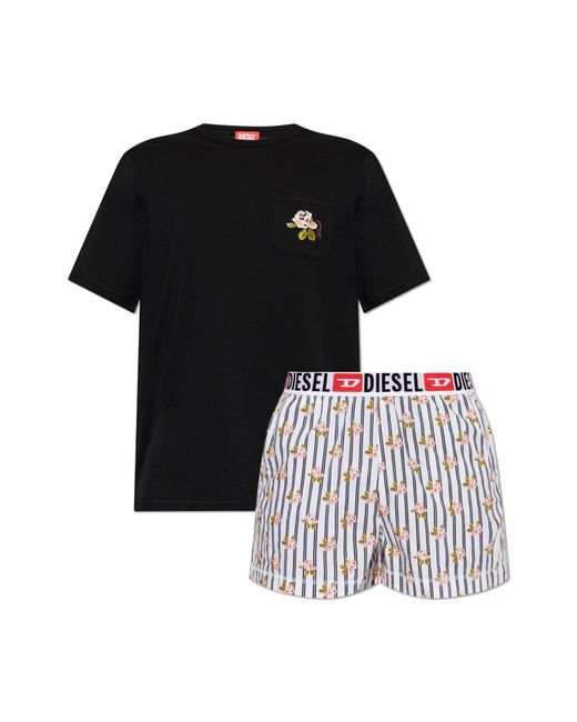 DIESEL Black Two-Piece Pyjamas "Kit-Jack-D-Core" for men