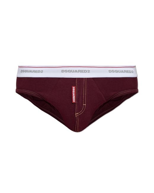 DSquared² Purple Cotton Briefs With Logo for men