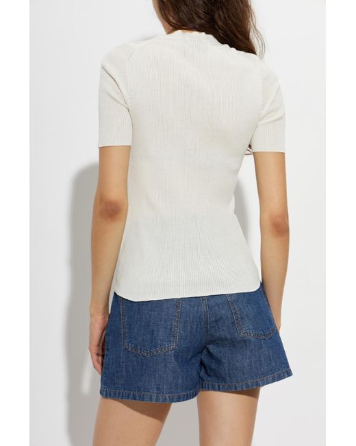 Fendi Blue Fitted Cut Top