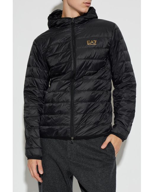 EA7 Black Down Jacket From The 'Sustainability' Collection for men
