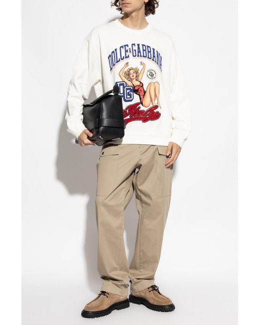 Dolce & Gabbana White Sweatshirt With Patch for men