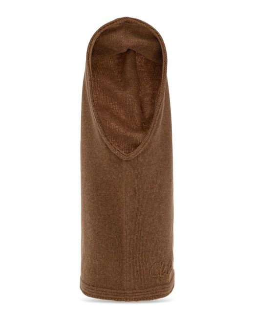 Chloé Brown Wool Neck Warmer With Logo