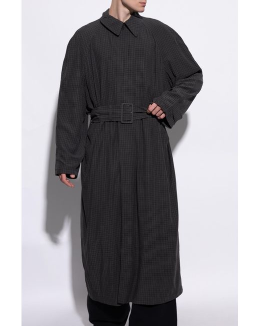 Balenciaga Black Coat With Check Pattern for men
