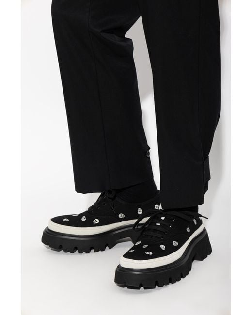 McQueen Black Sports Shoes On The 'Ollie' Platform for men