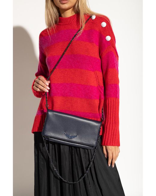 Zadig & Voltaire Leather 'rocky' Shoulder Bag in Navy Blue (Blue) Lyst