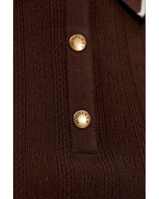 Moncler Brown Polo With Logo Patch