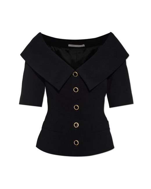 Alessandra Rich Black Wool Blazer With Short Sleeves