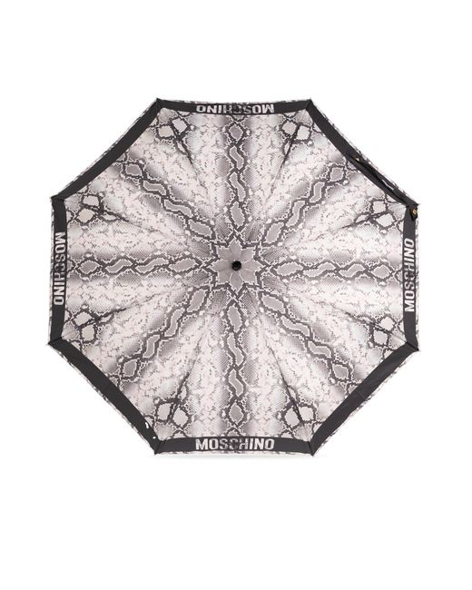Moschino Gray Umbrella With Logo,