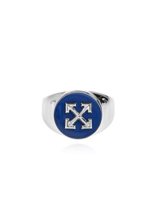 Off-White c/o Virgil Abloh Blue Brass Signet Ring for men