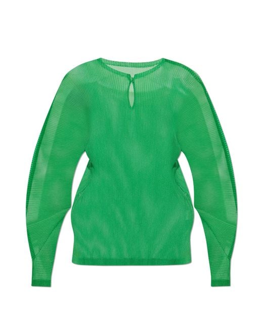 Pleats Please Issey Miyake Green Pleated Top