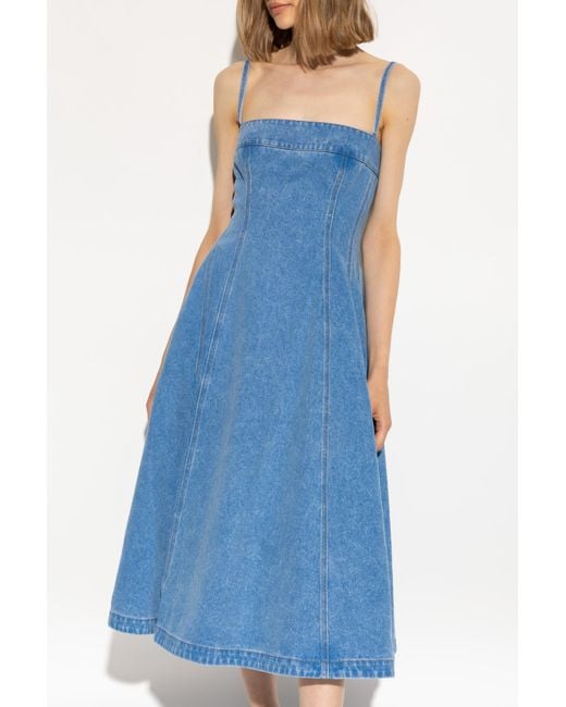 marni denim dress Deep blue with tobacco stitching This DENIM DRESS from Marni is a study in Italian craftsmanship Marni Stretch Denim Midi Balloon