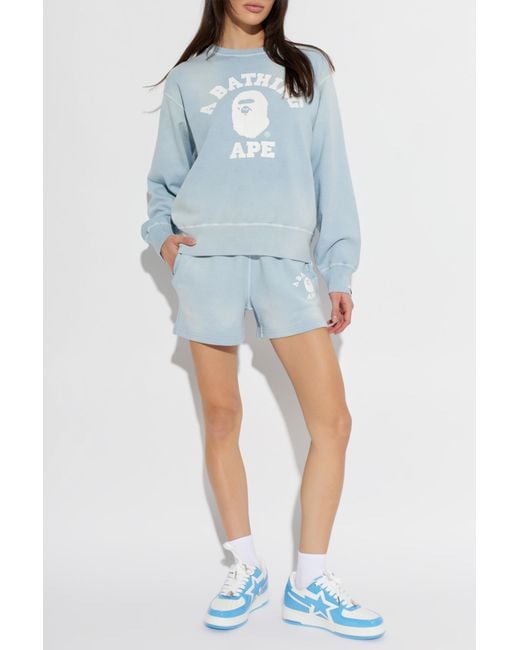 A Bathing Ape Blue Shorts With Logo