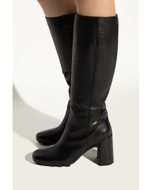 Hogan Black Leather Heeled Boots