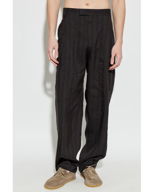 Ferragamo Black Striped Pattern Trousers for men