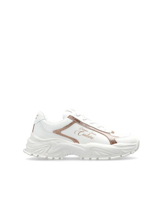 Versace Jeans Couture White Sports Shoes With Printed Logo