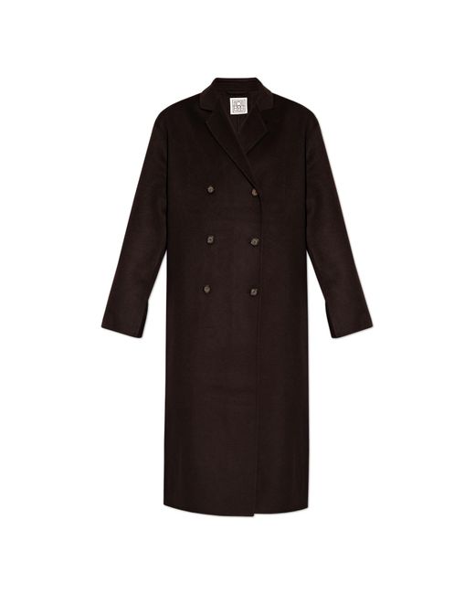 Totême  Black Double-breasted Wool Coat,