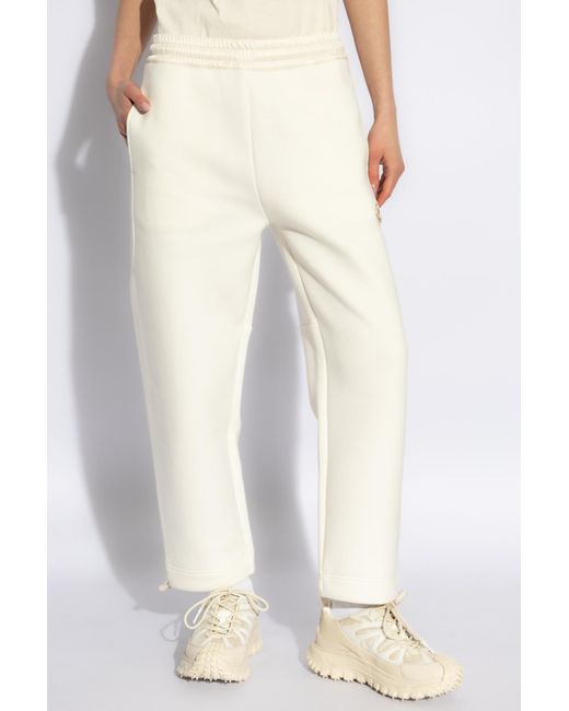 Moncler White Sweatpants With Logo Patch