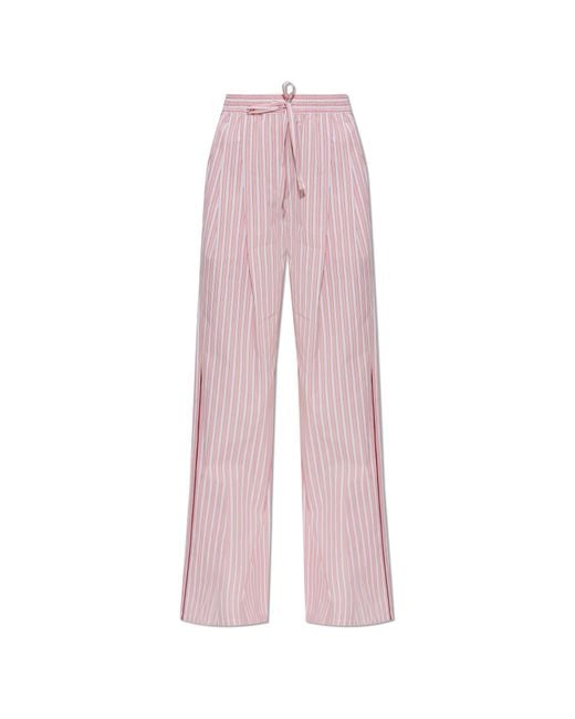 Dolce & Gabbana Pink Striped Pattern Trousers