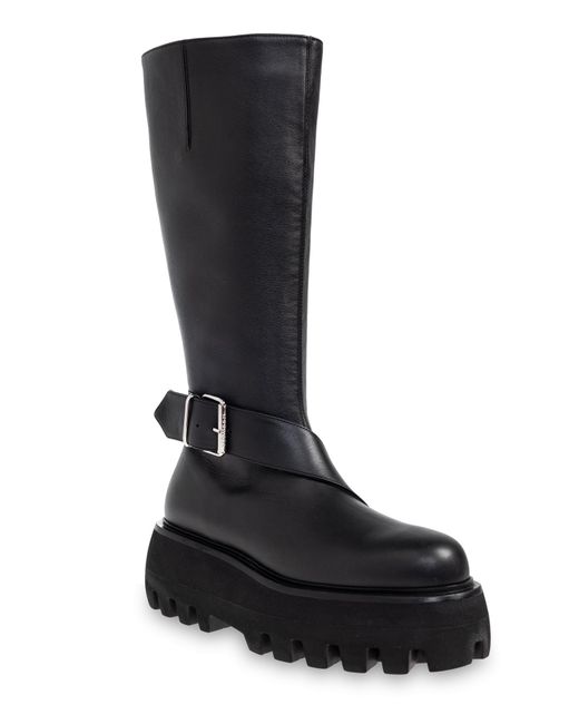 McQueen Black Leather Platform Shoes 'Sofa'