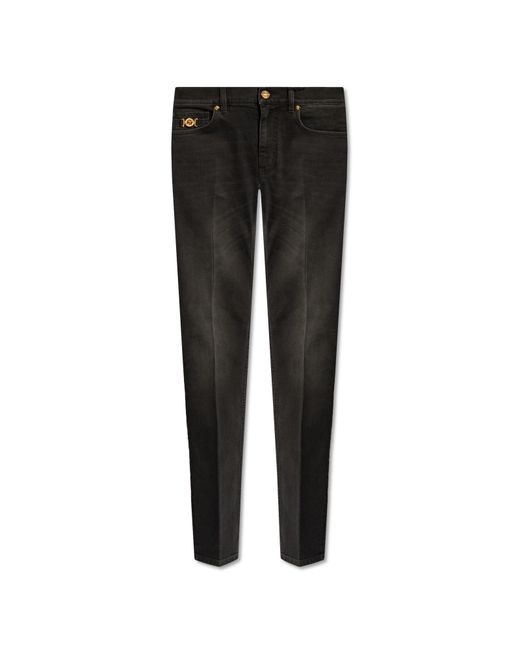 Versace Black Jeans With Tapered Legs, for men