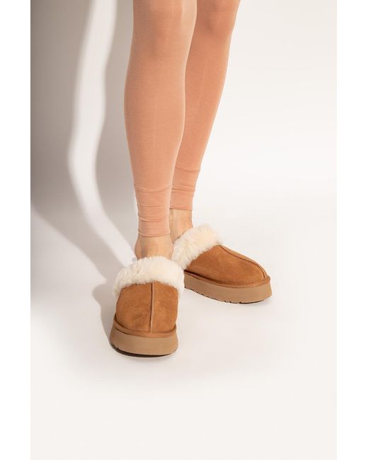 Ugg Brown Disquette Suede Slides
