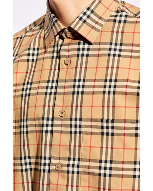 Burberry Natural 'simson' Checked Shirt, for men