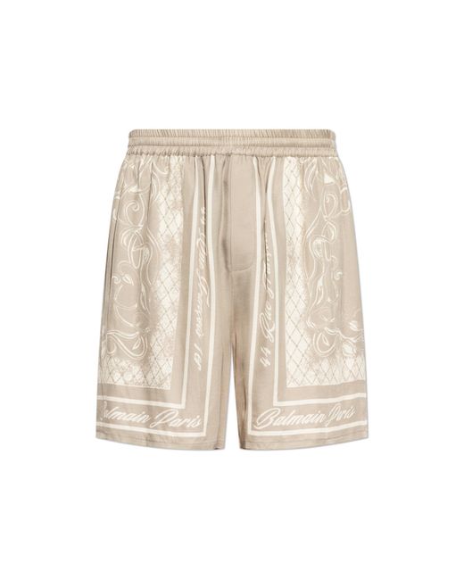 Balmain Natural Printed Shorts for men