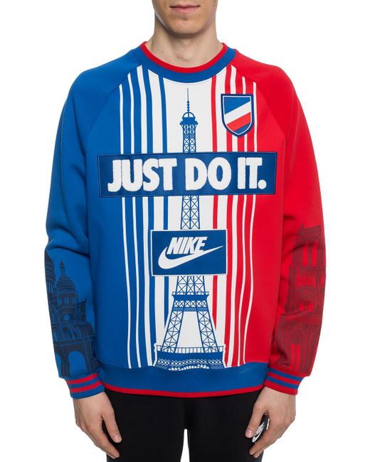 Nike City Pack Paris Cotton Blend Sweatshirt in Blue for Men | Lyst