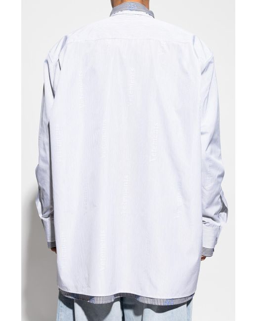 Vetements Blue Shirt With Striped Pattern for men
