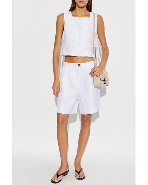 Posse White 'Dakota' Linen Shorts