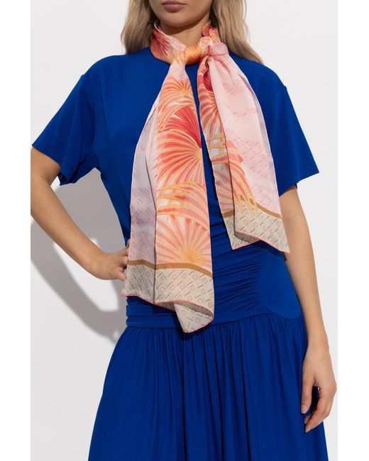 Ferragamo Pink Silk Scarf With Print
