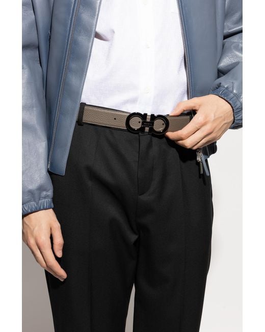 Ferragamo Gray Double-Sided Belt for men