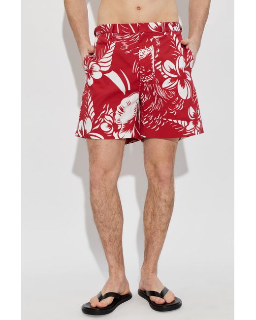 DSquared² Red Patterned Shorts for men